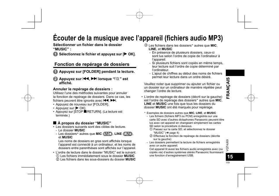 Fonction de repérage de dossiers | Panasonic RRXS350E User Manual | Page 119 / 178