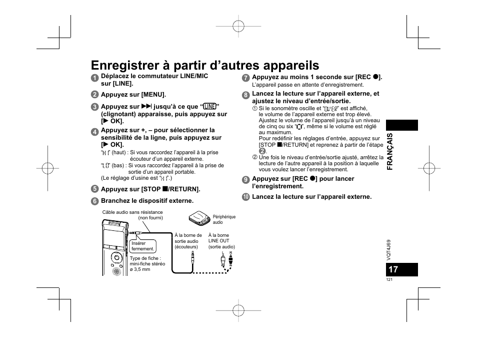 Enregistrer à partir d’autres appareils | Panasonic RRXS350E User Manual | Page 121 / 178