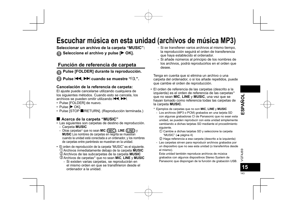 Función de referencia de carpeta | Panasonic RRXS350E User Manual | Page 143 / 178