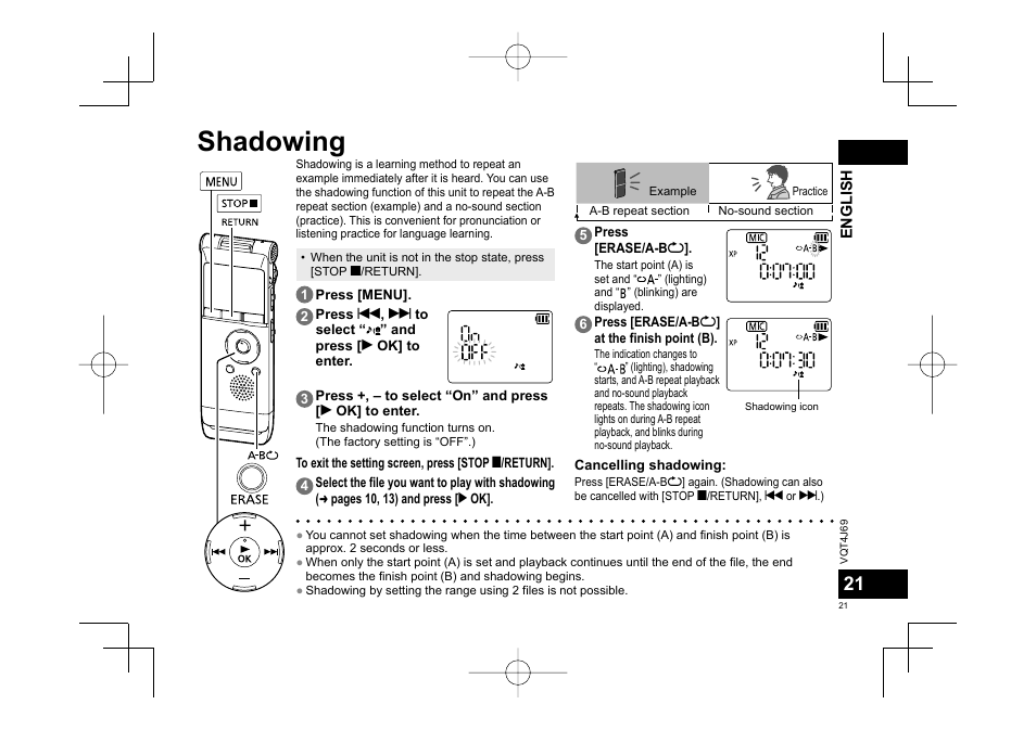 Shadowing | Panasonic RRXS350E User Manual | Page 21 / 178