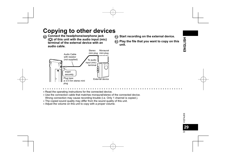 Copying to other devices | Panasonic RRXS350E User Manual | Page 29 / 178