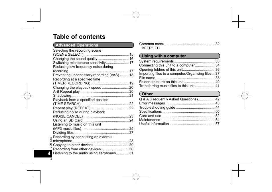 Panasonic RRXS350E User Manual | Page 4 / 178