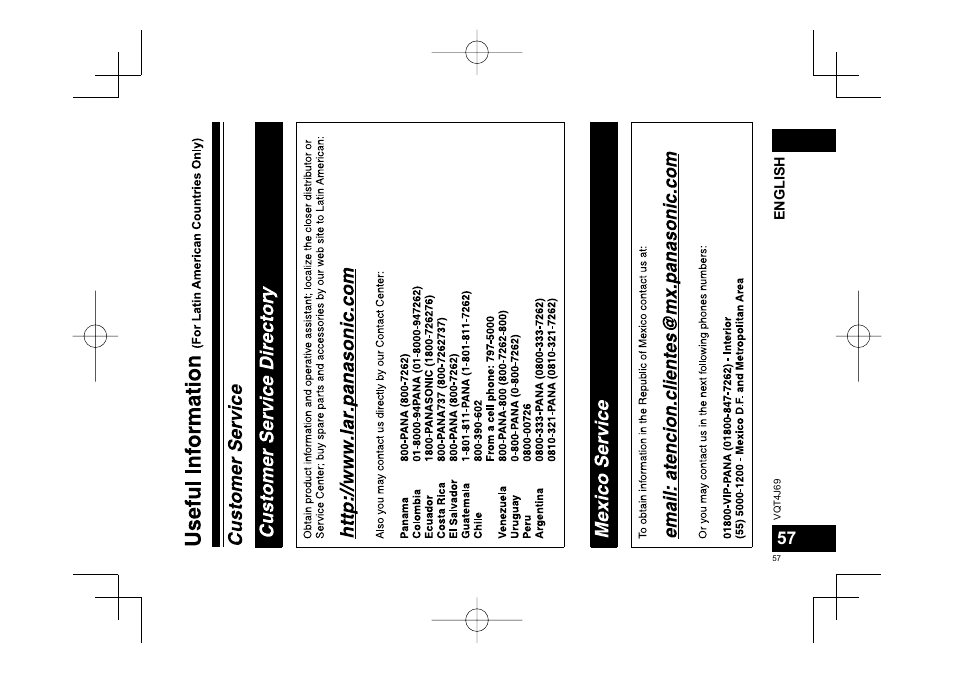 English | Panasonic RRXS350E User Manual | Page 57 / 178