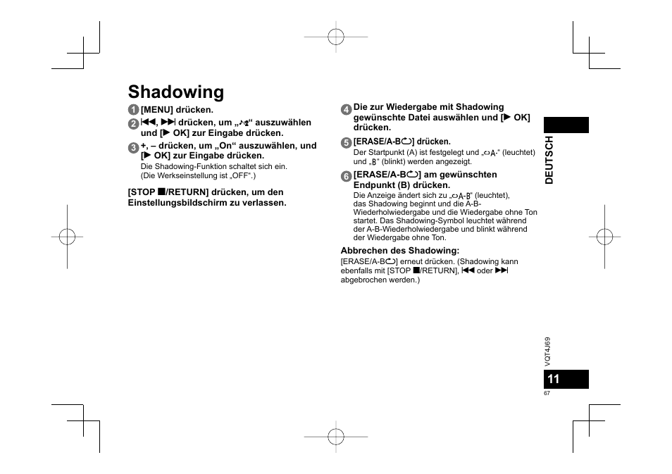 Shadowing | Panasonic RRXS350E User Manual | Page 67 / 178