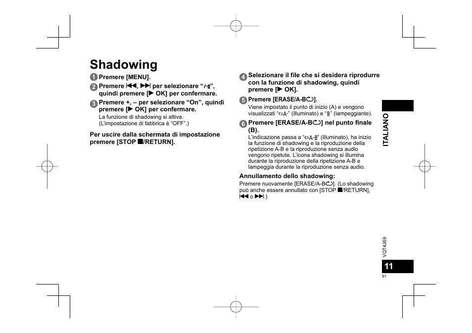 Shadowing | Panasonic RRXS350E User Manual | Page 91 / 178