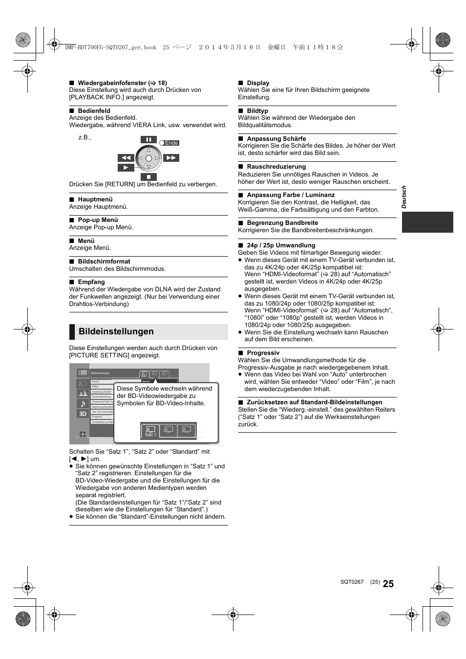 Bildeinstellungen | Panasonic DMPBDT700 User Manual | Page 25 / 112