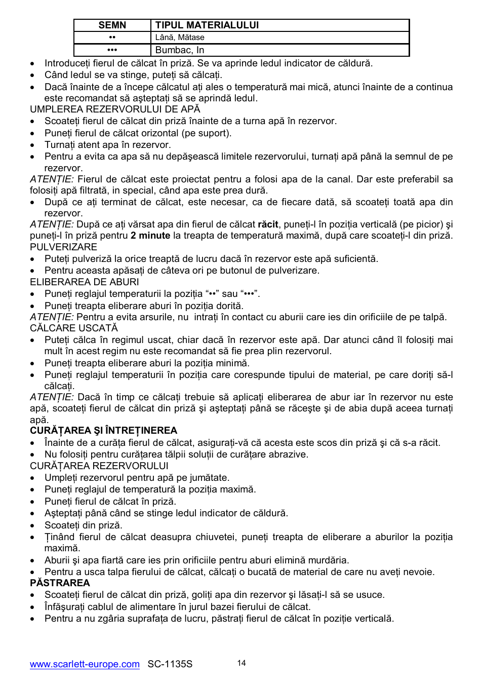 Scarlett SC-1135S User Manual | Page 14 / 29