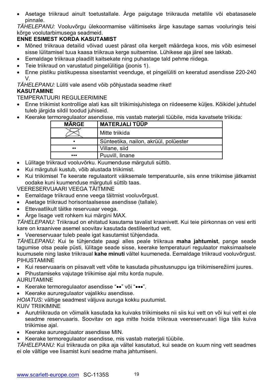 Scarlett SC-1135S User Manual | Page 19 / 29