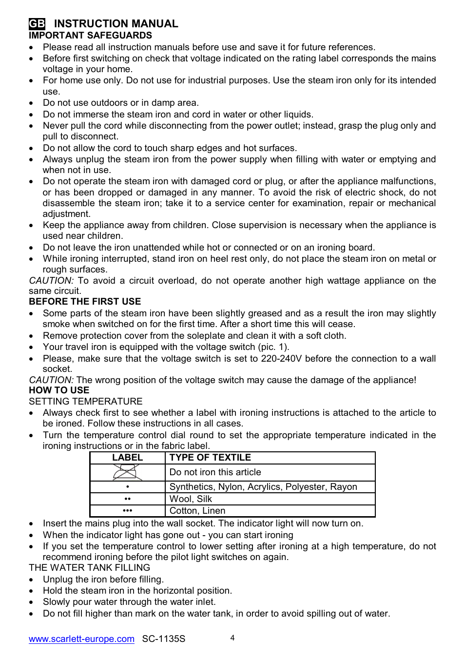 Scarlett SC-1135S User Manual | Page 4 / 29