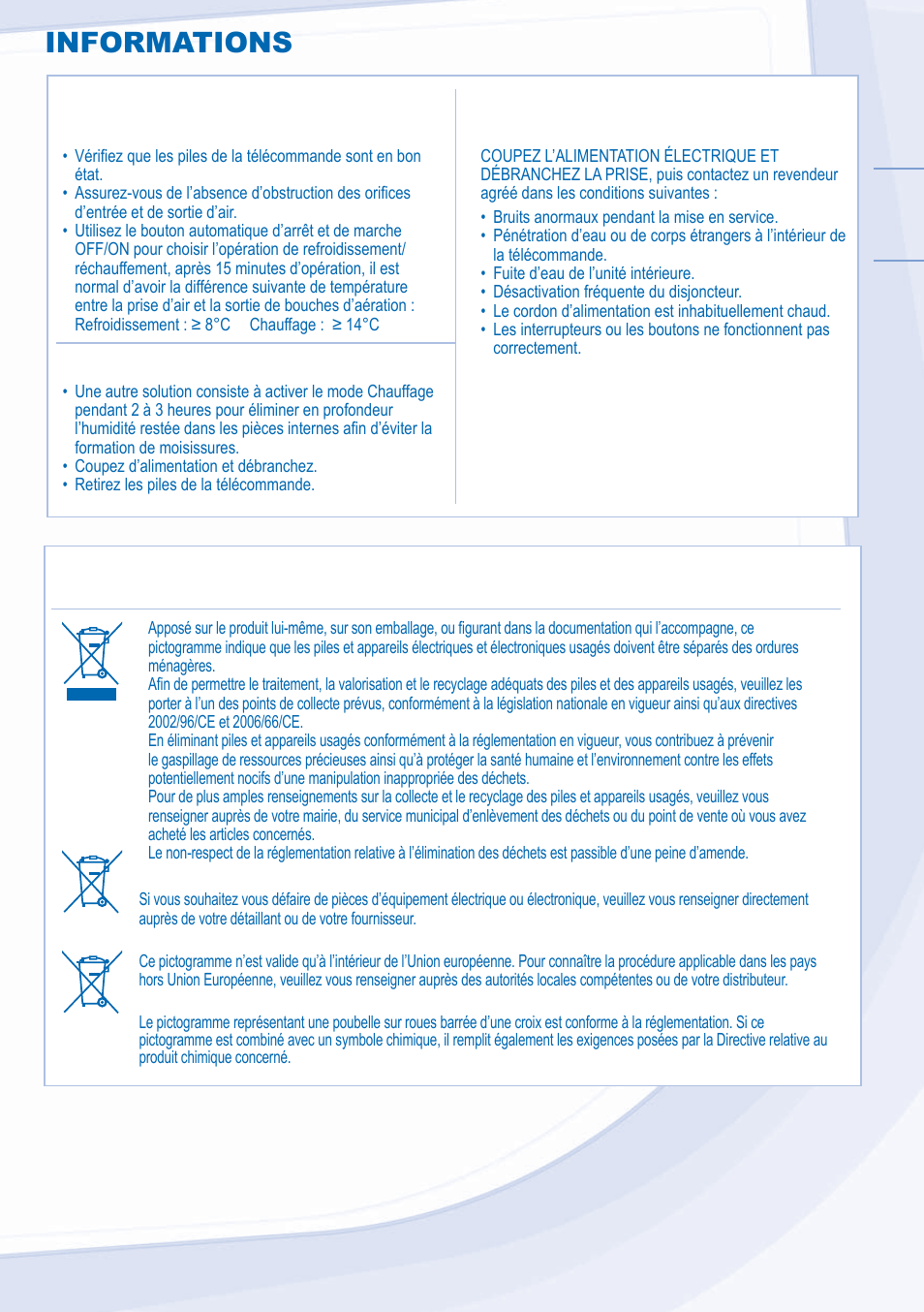 Informations | Panasonic CSXE15NKE3 User Manual | Page 19 / 52