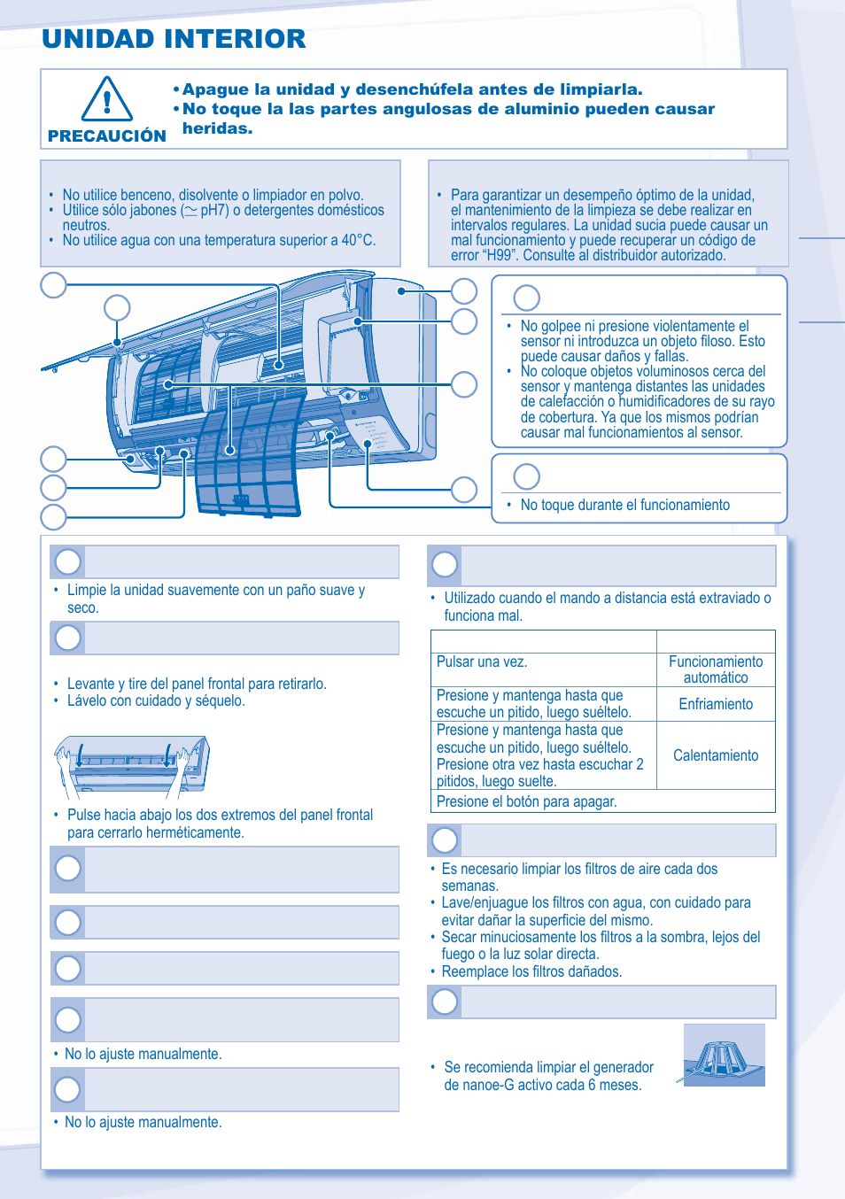 Unidad interior | Panasonic CSXE15NKE3 User Manual | Page 25 / 52