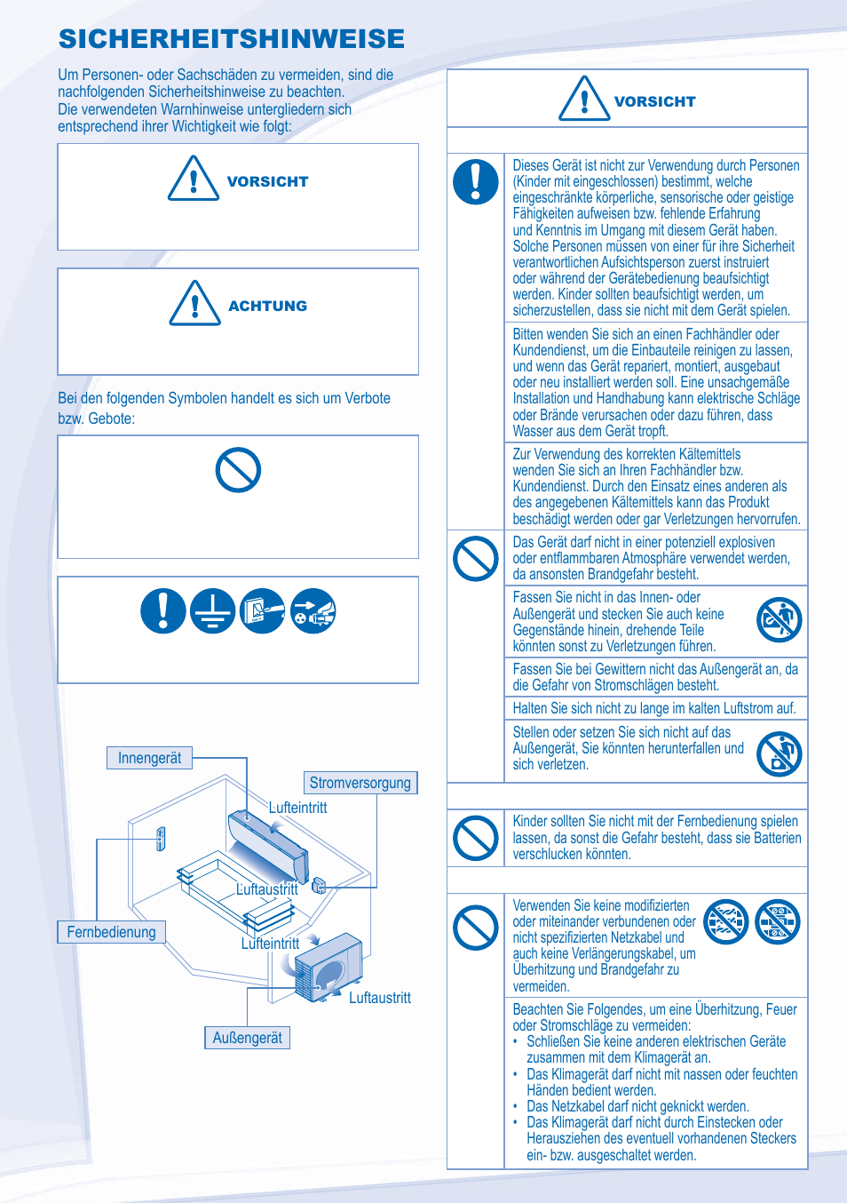 Sicherheitshinweise | Panasonic CSXE15NKE3 User Manual | Page 28 / 52