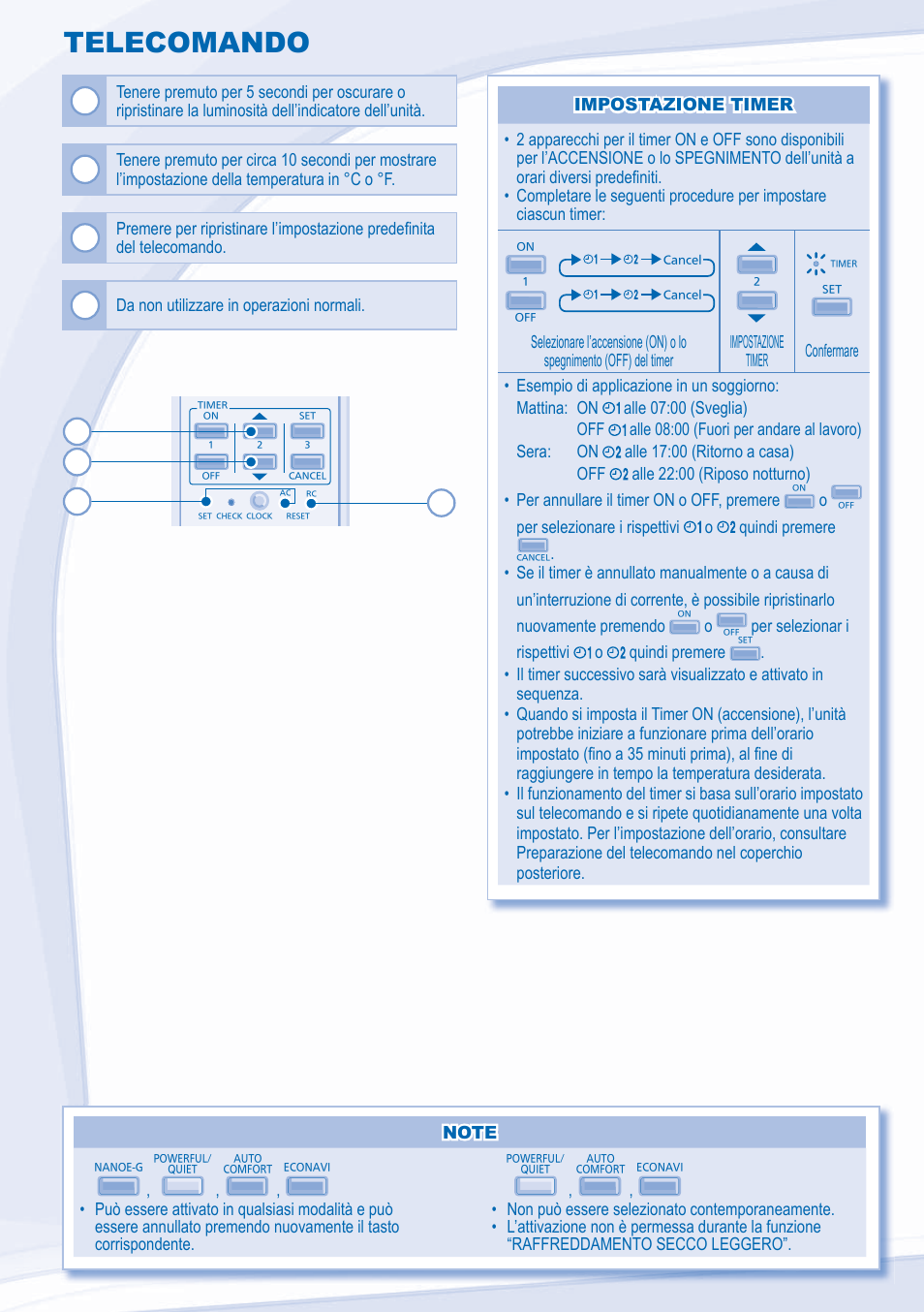 Telecomando | Panasonic CSXE15NKE3 User Manual | Page 40 / 52