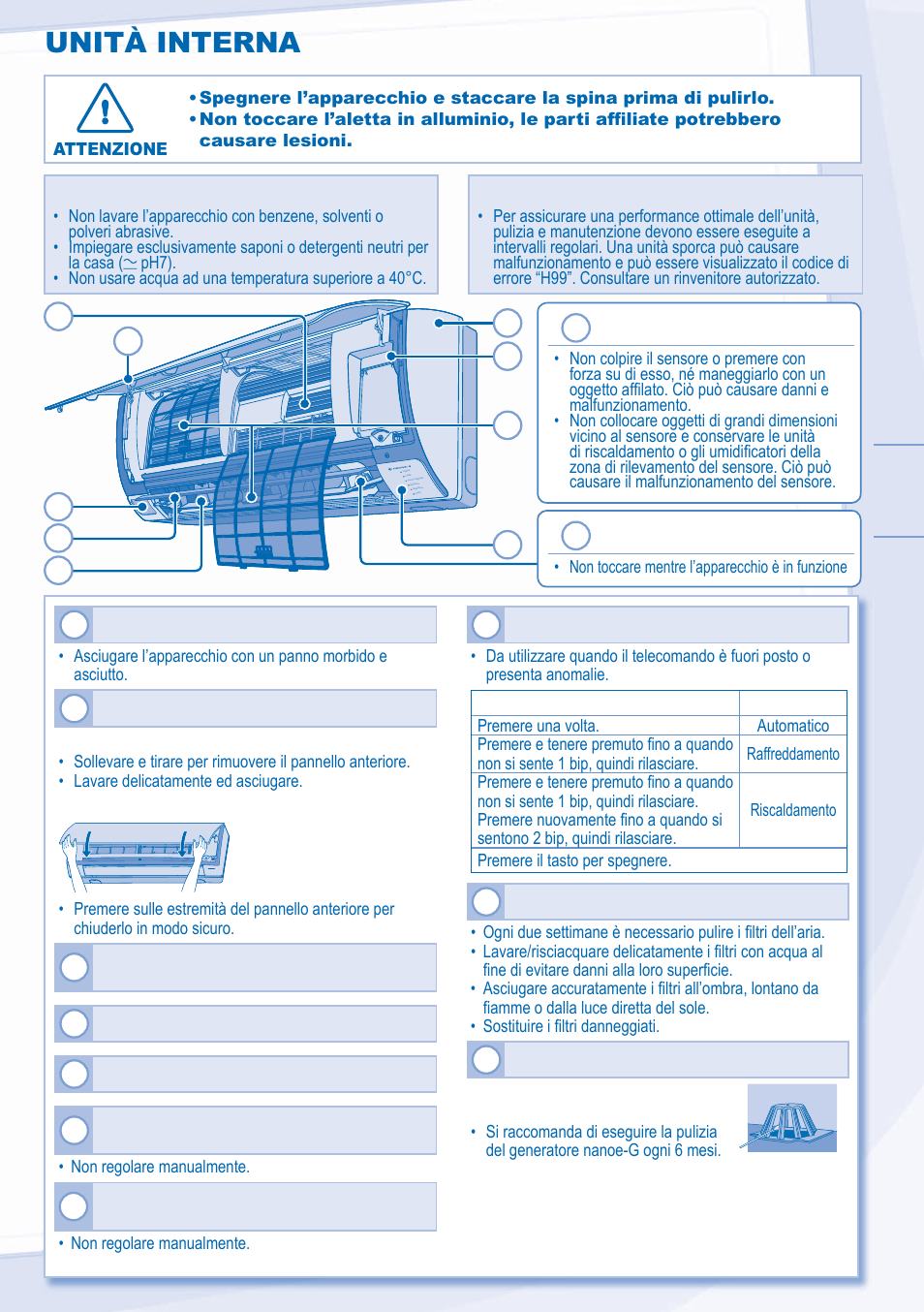 Unità interna | Panasonic CSXE15NKE3 User Manual | Page 41 / 52