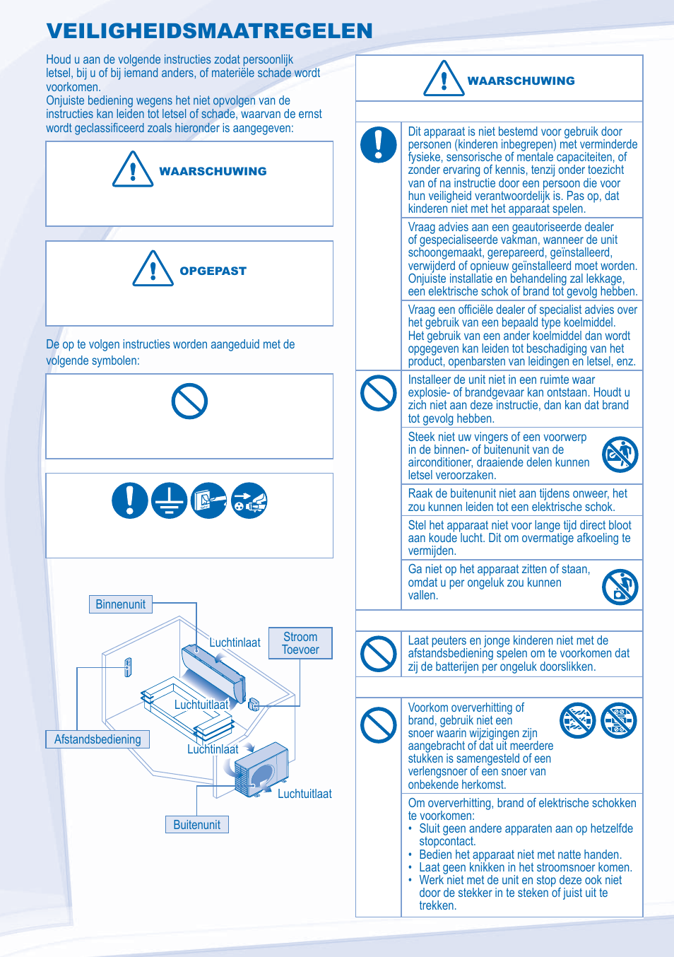 Veiligheidsmaatregelen | Panasonic CSXE15NKE3 User Manual | Page 44 / 52