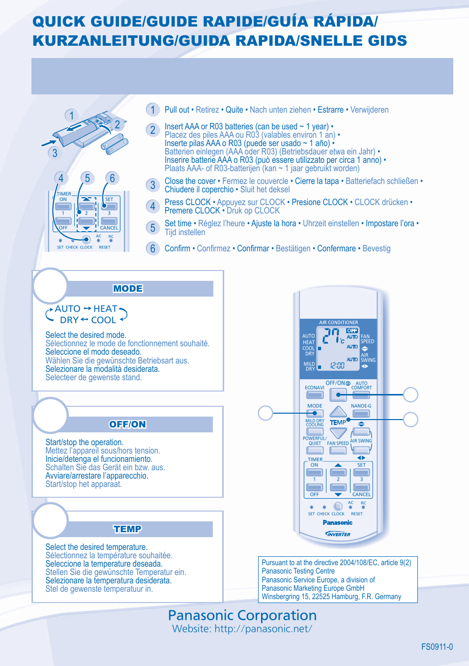 Panasonic corporation | Panasonic CSXE15NKE3 User Manual | Page 52 / 52