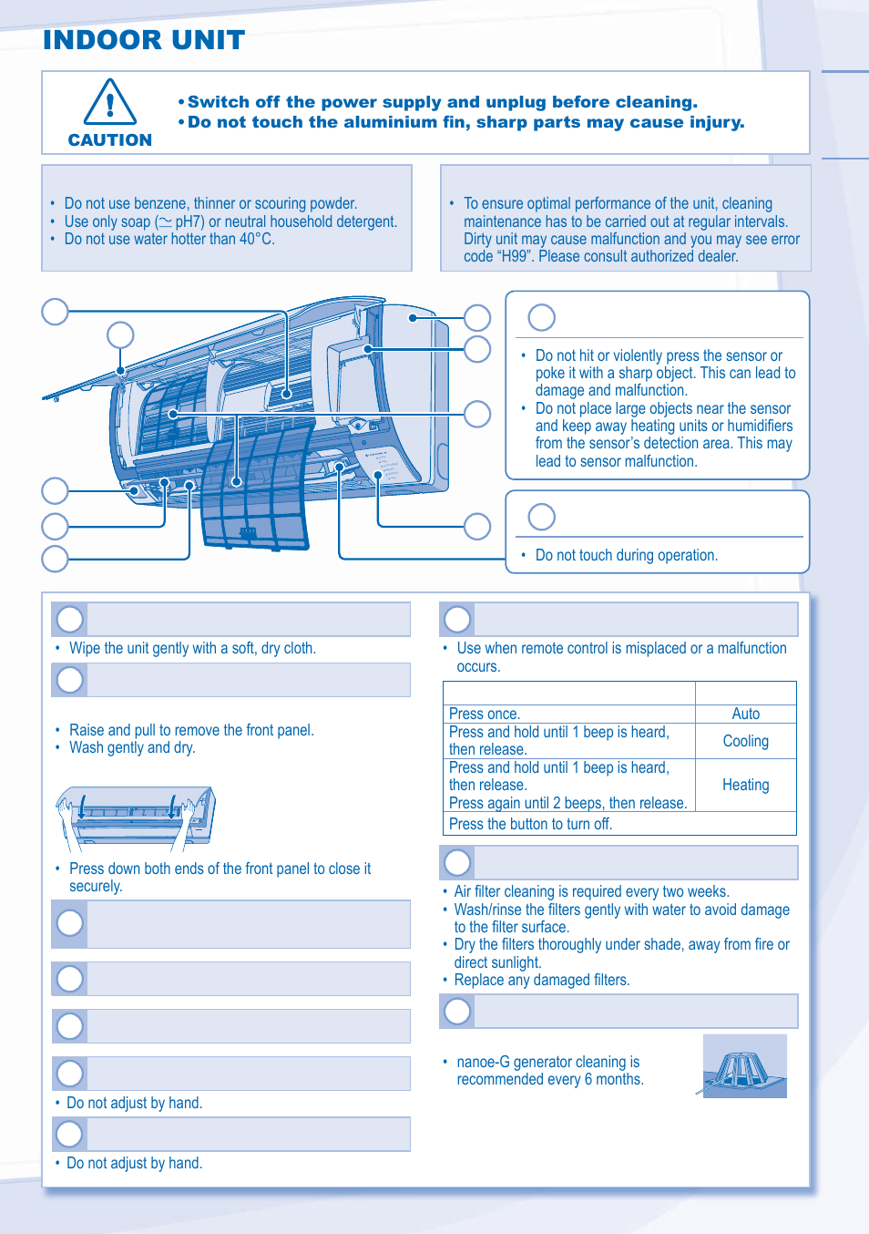 Indoor unit | Panasonic CSXE15NKE3 User Manual | Page 9 / 52