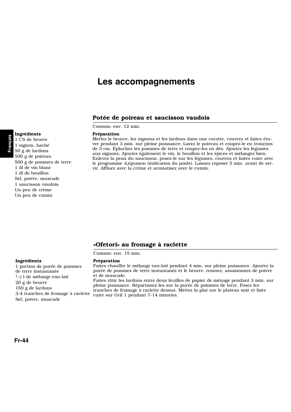 Les accompagnements | Panasonic NNL534MBWPG User Manual | Page 101 / 189