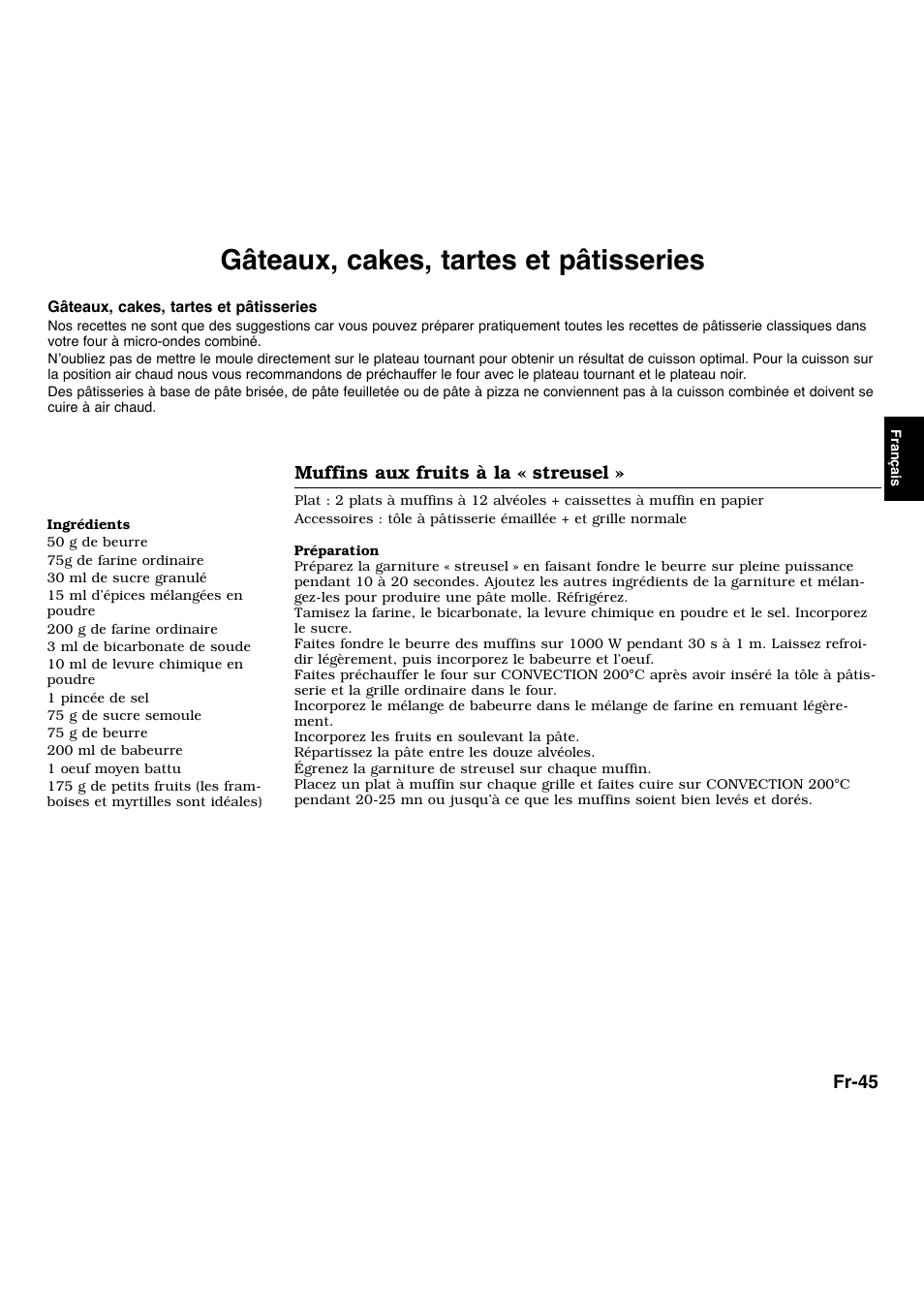 Gâteaux, cakes, tartes et pâtisseries | Panasonic NNL534MBWPG User Manual | Page 102 / 189