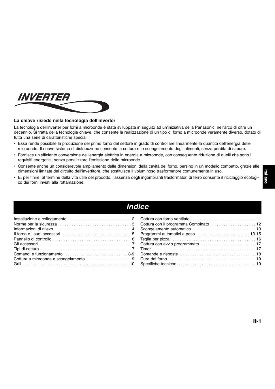 Indice, It-1 | Panasonic NNL534MBWPG User Manual | Page 114 / 189