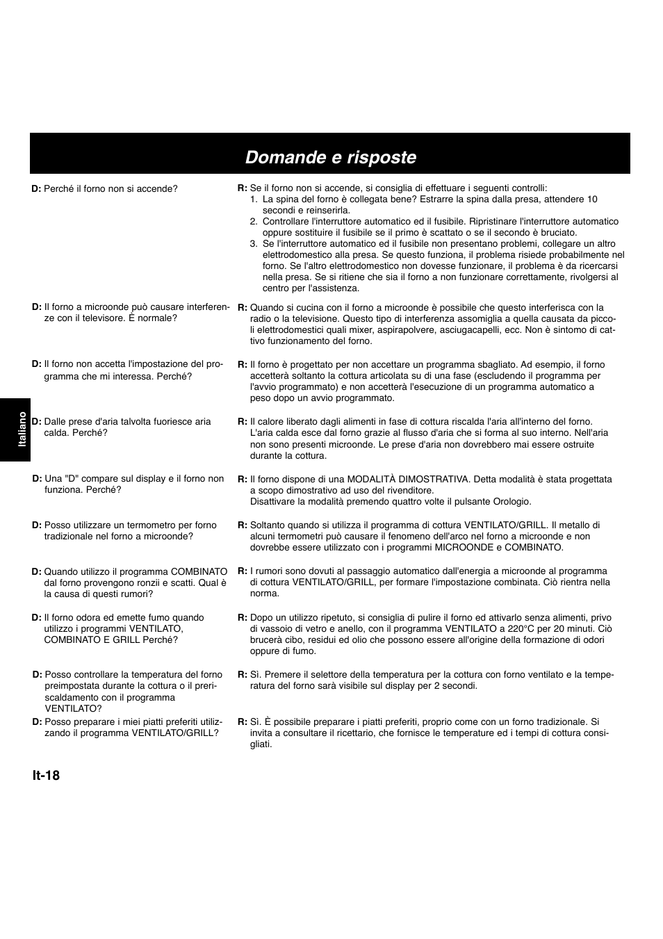 Domande e risposte, It-18 | Panasonic NNL534MBWPG User Manual | Page 131 / 189