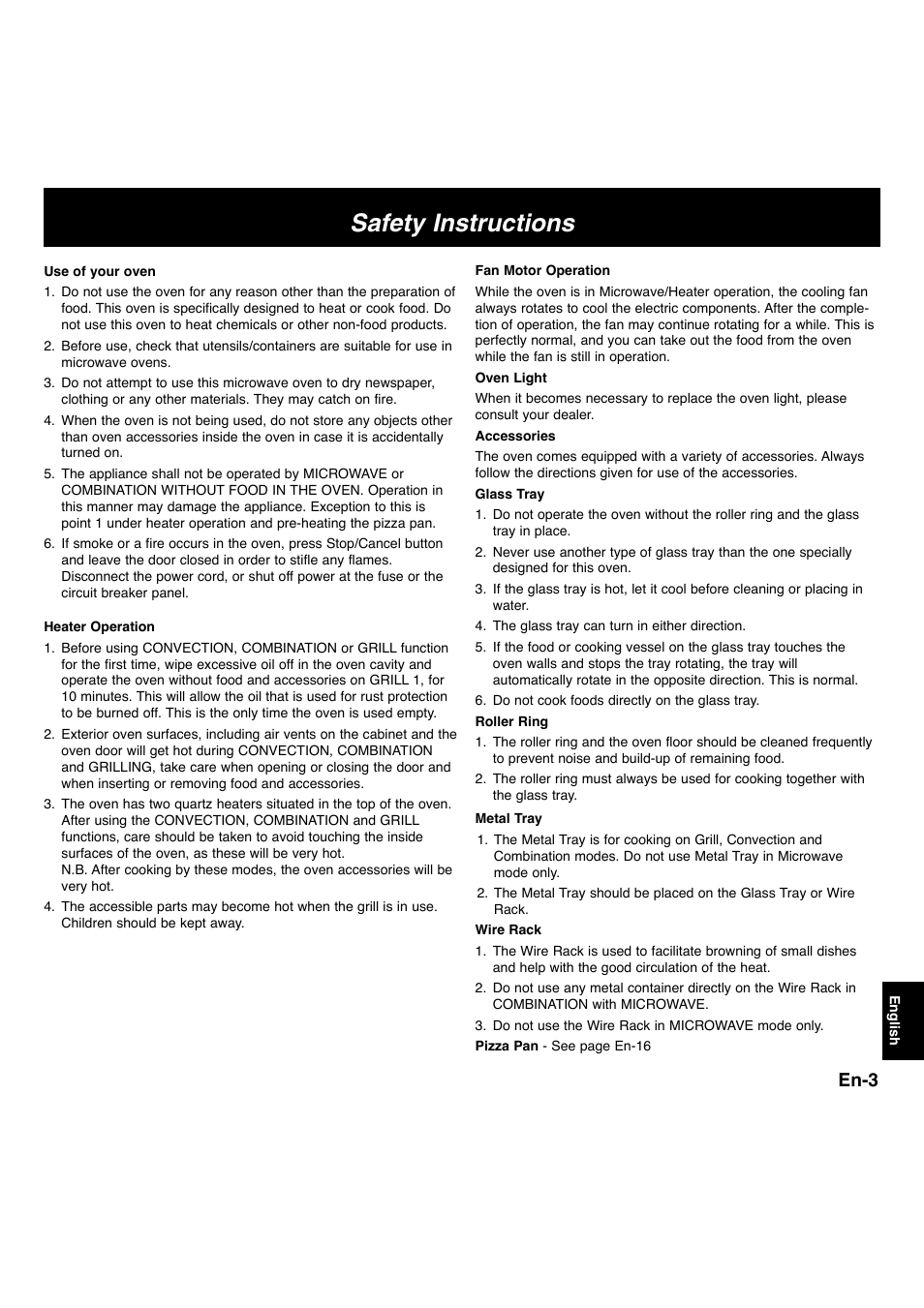 Safety instructions, En-3 | Panasonic NNL534MBWPG User Manual | Page 135 / 189