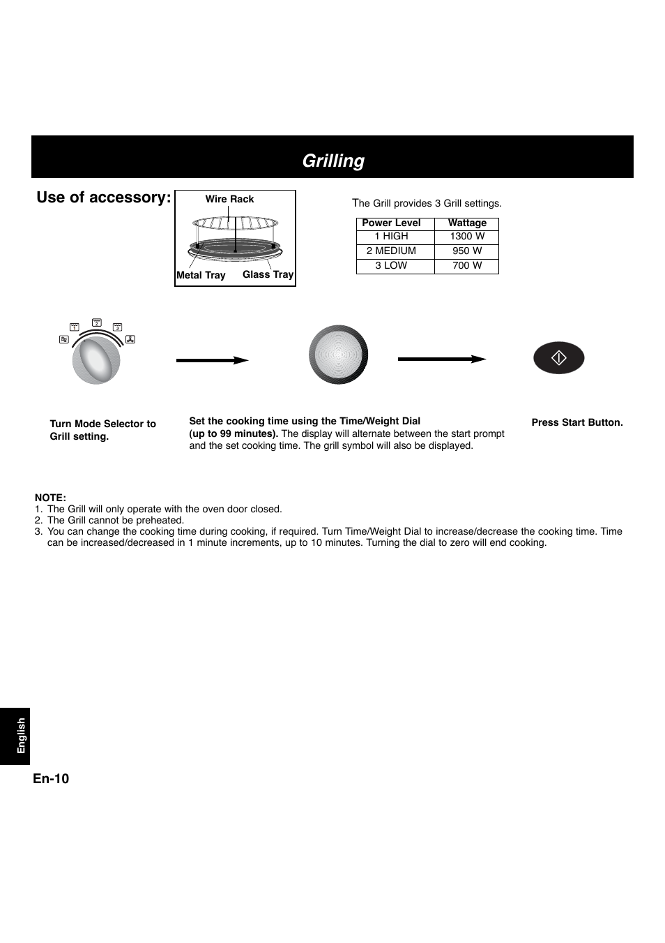 Grilling, Use of accessory, En-10 | Panasonic NNL534MBWPG User Manual | Page 142 / 189