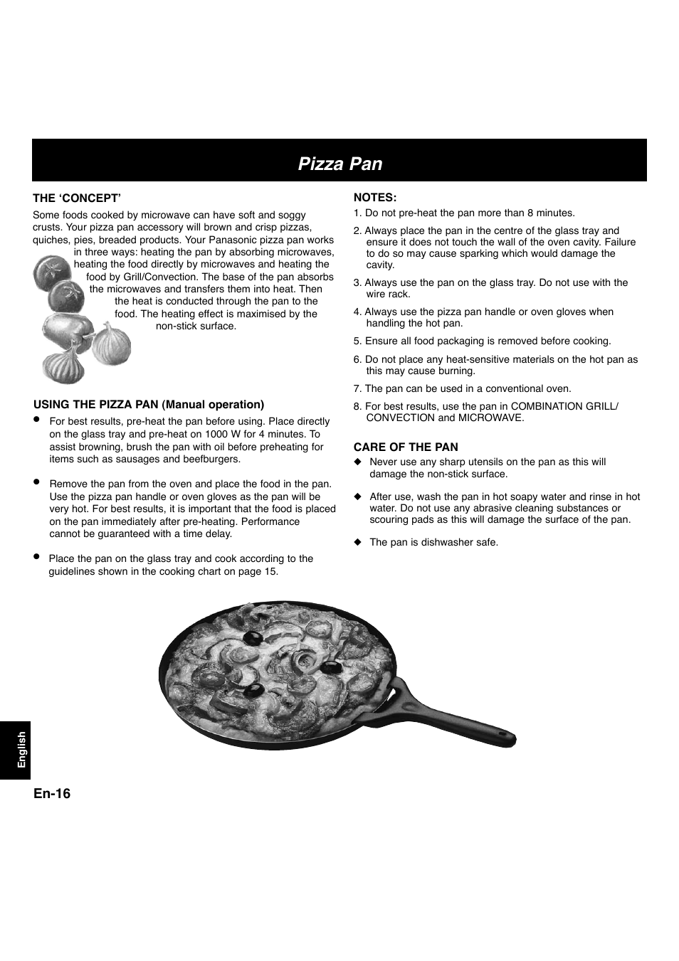 Pizza pan, En-16 | Panasonic NNL534MBWPG User Manual | Page 148 / 189