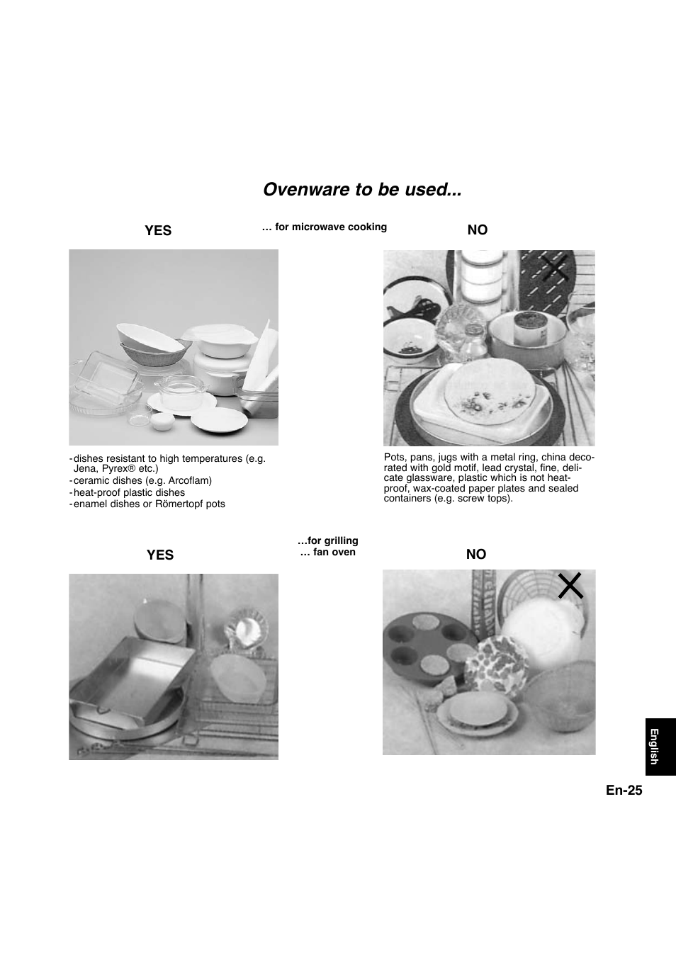 Ovenware to be used | Panasonic NNL534MBWPG User Manual | Page 157 / 189