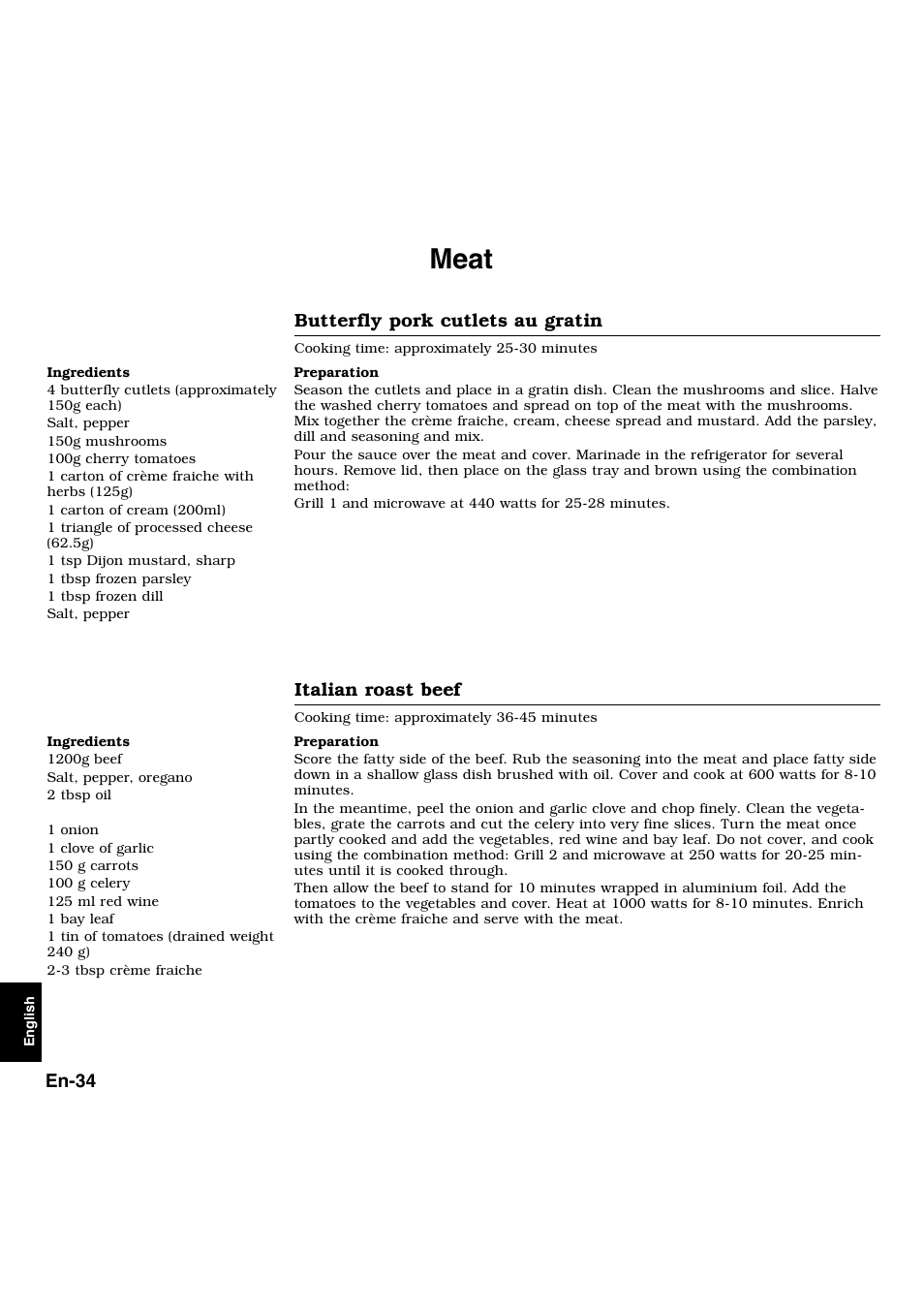 Meat | Panasonic NNL534MBWPG User Manual | Page 166 / 189