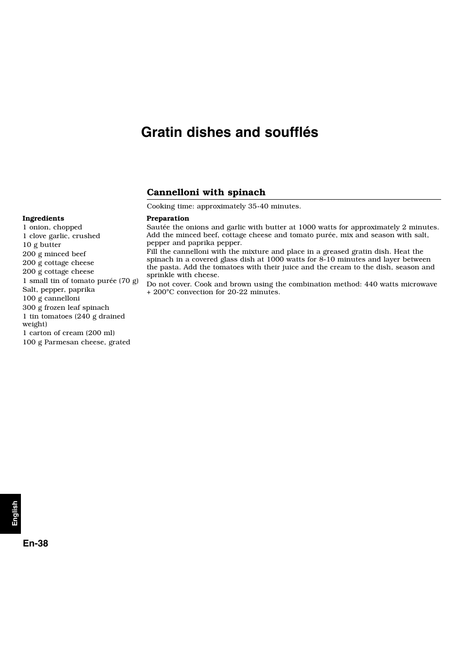 Gratin dishes and soufflés | Panasonic NNL534MBWPG User Manual | Page 170 / 189