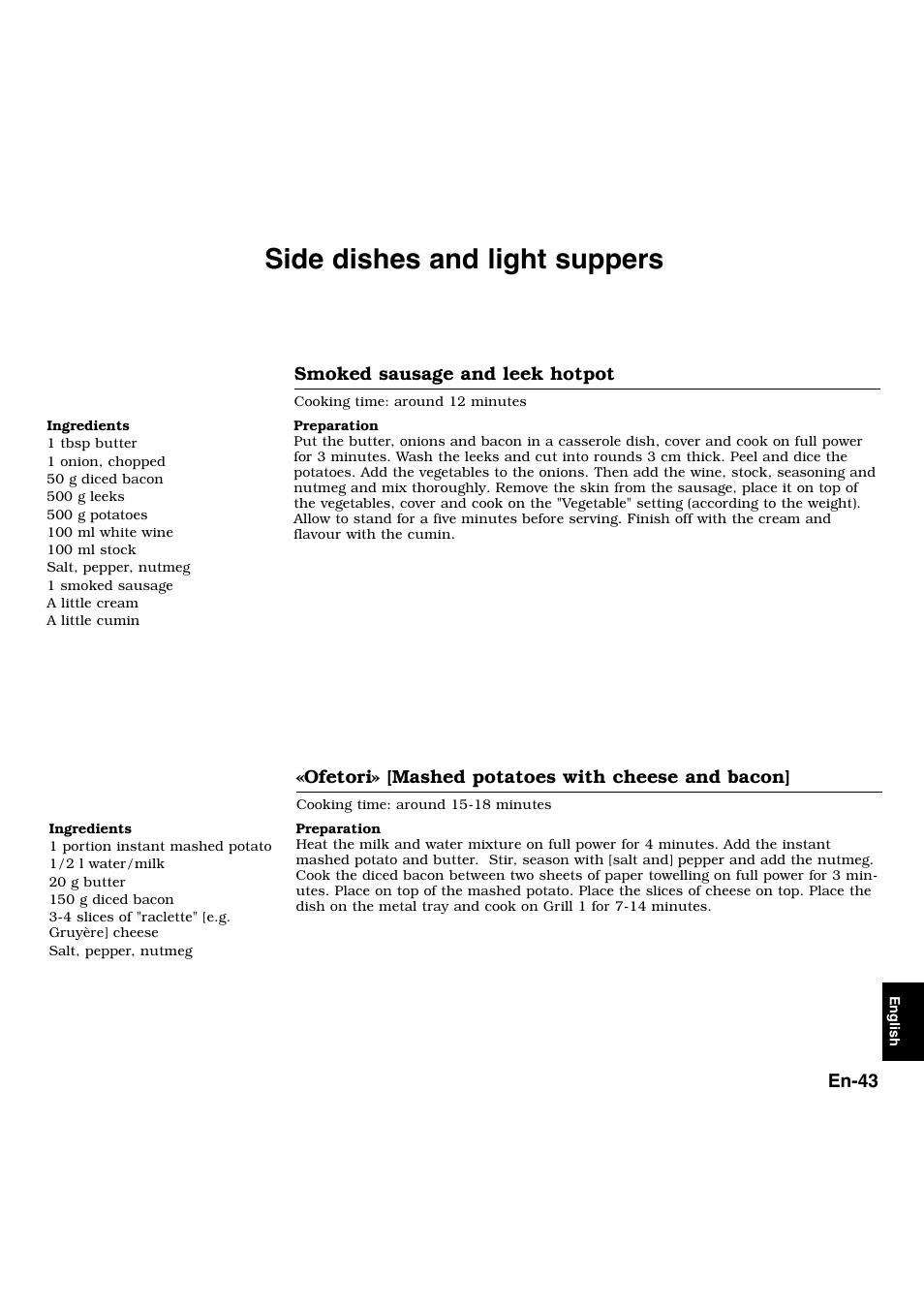 Side dishes and light suppers | Panasonic NNL534MBWPG User Manual | Page 175 / 189