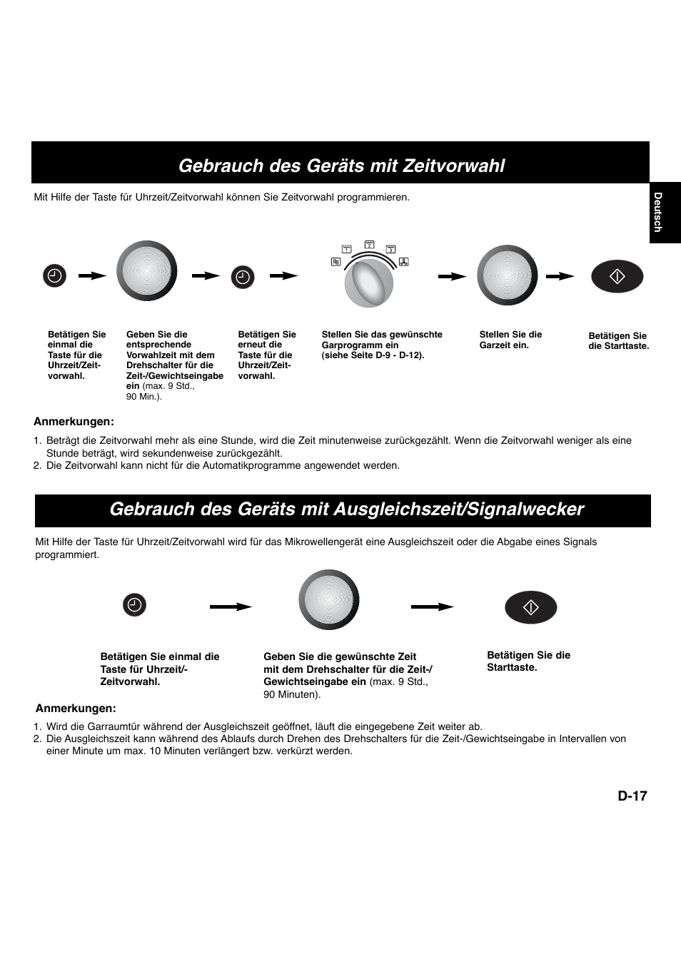 Gebrauch des geräts mit zeitvorwahl, D-17 | Panasonic NNL534MBWPG User Manual | Page 18 / 189