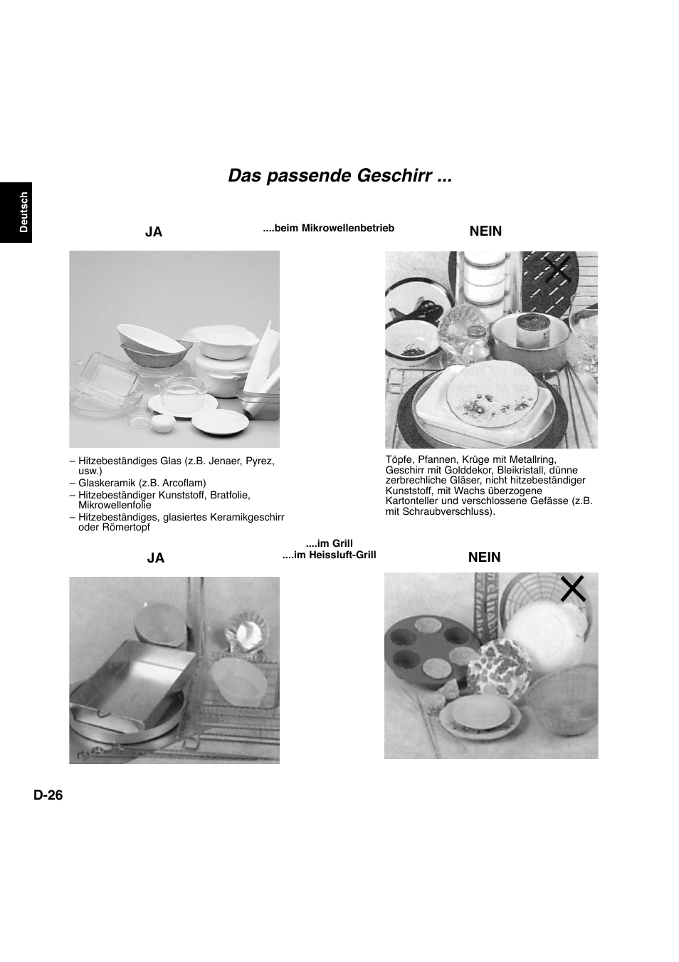 Das passende geschirr | Panasonic NNL534MBWPG User Manual | Page 27 / 189