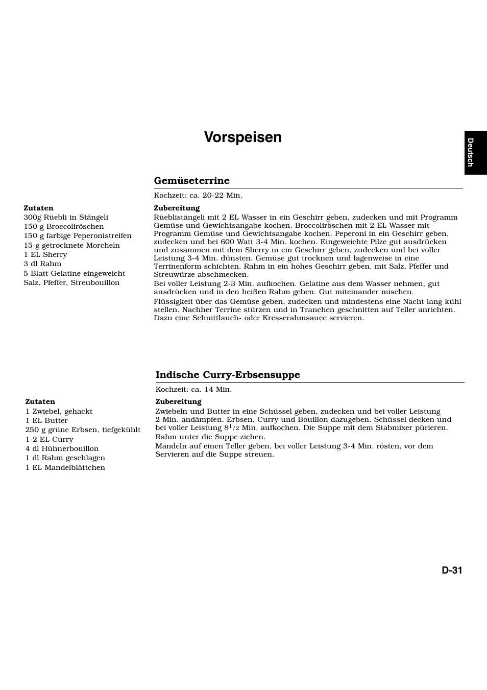 Vorspeisen | Panasonic NNL534MBWPG User Manual | Page 32 / 189