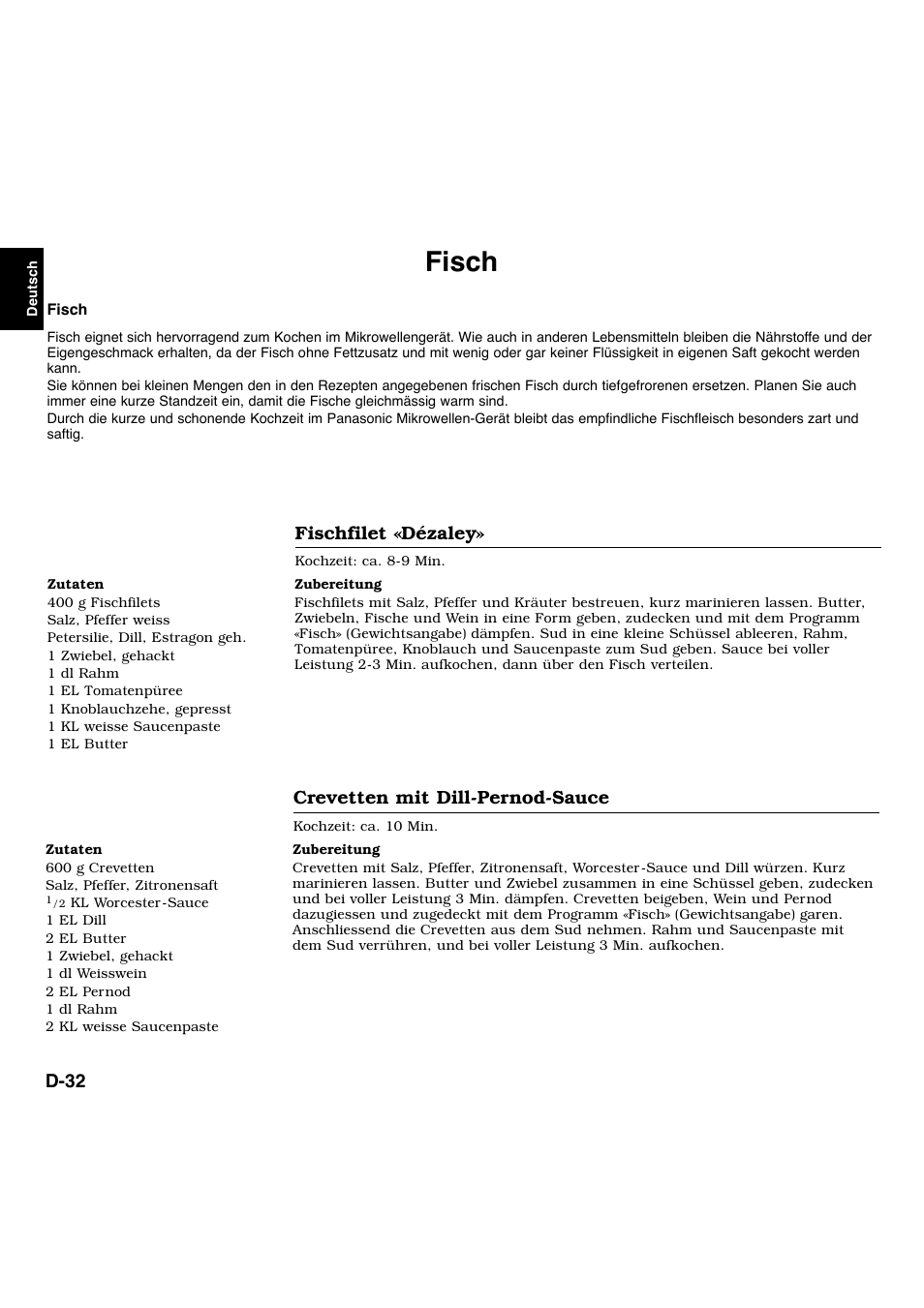 Fisch | Panasonic NNL534MBWPG User Manual | Page 33 / 189