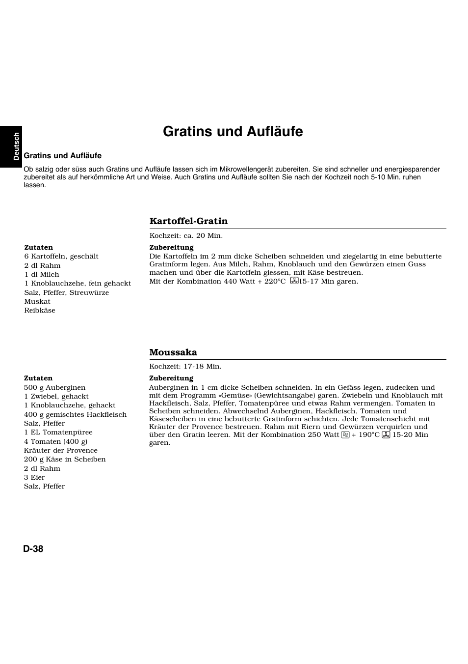 Gratins und aufläufe | Panasonic NNL534MBWPG User Manual | Page 39 / 189