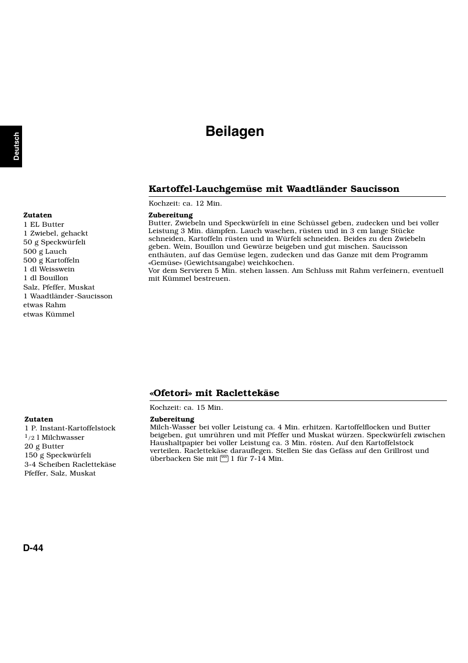 Beilagen | Panasonic NNL534MBWPG User Manual | Page 45 / 189