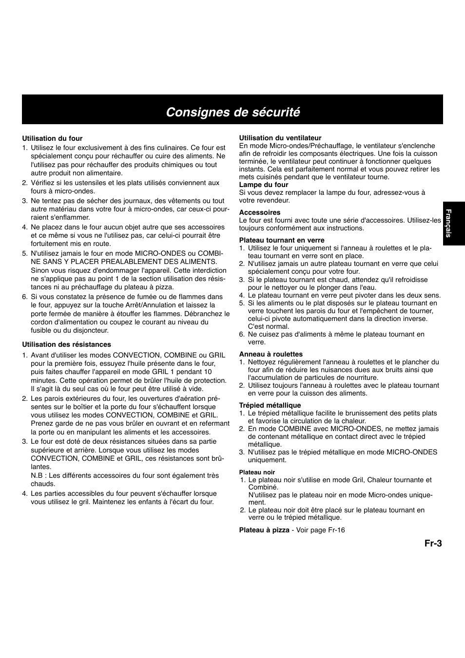 Consignes de sécurité, Fr-3 | Panasonic NNL534MBWPG User Manual | Page 60 / 189