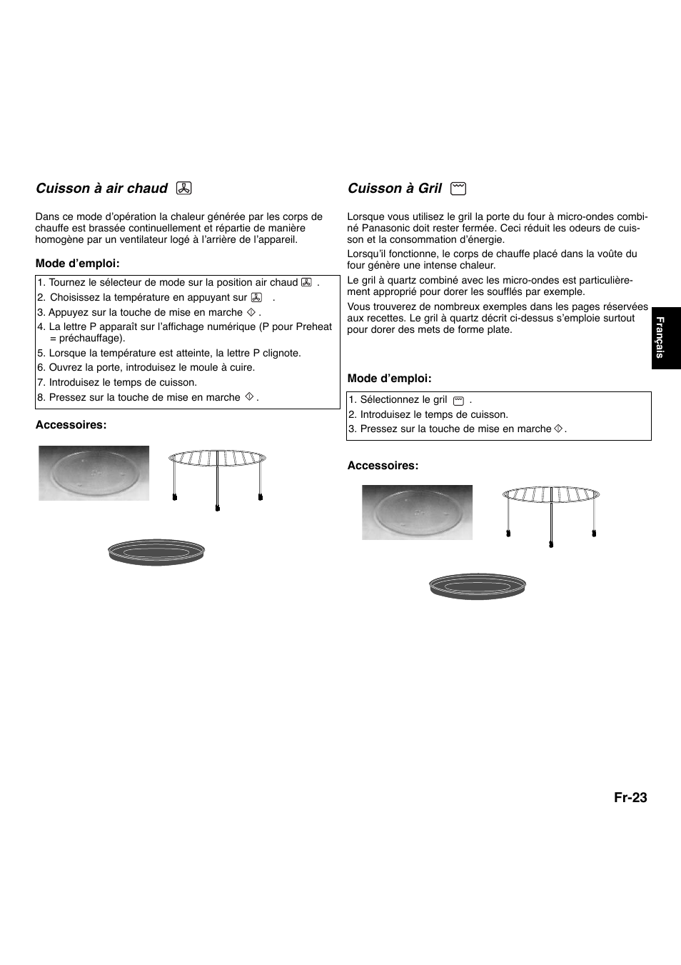 Fr-23, Cuisson à air chaud, Cuisson à gril | Panasonic NNL534MBWPG User Manual | Page 80 / 189