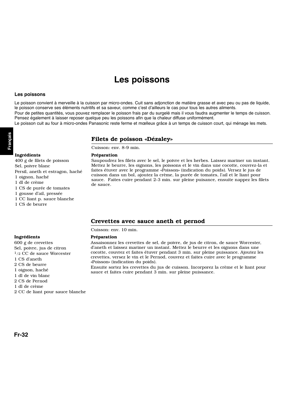 Les poissons | Panasonic NNL534MBWPG User Manual | Page 89 / 189