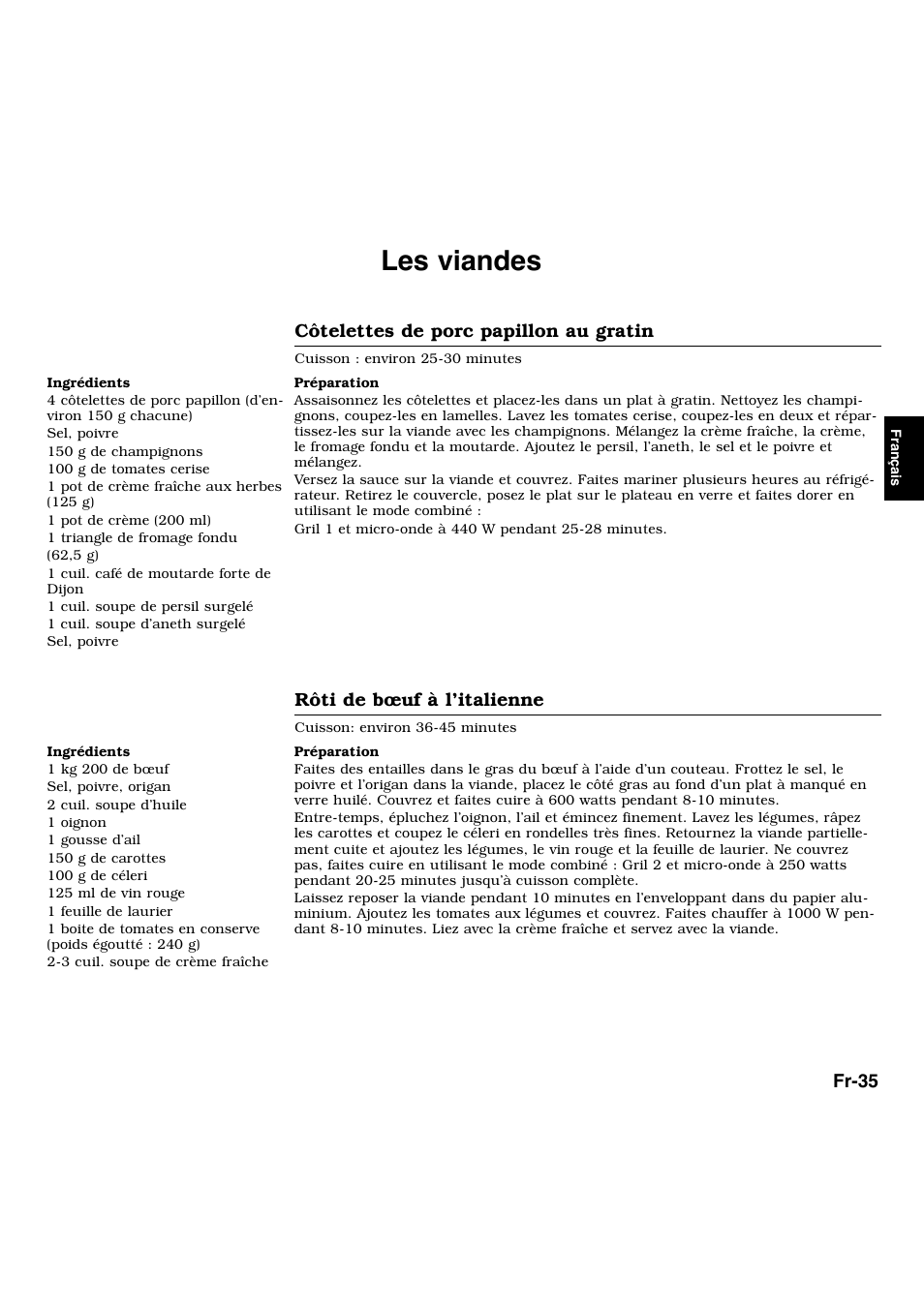 Les viandes | Panasonic NNL534MBWPG User Manual | Page 92 / 189