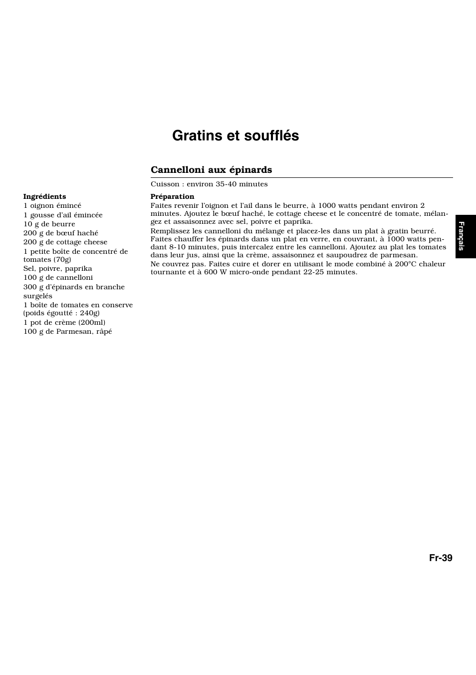 Gratins et soufflés | Panasonic NNL534MBWPG User Manual | Page 96 / 189