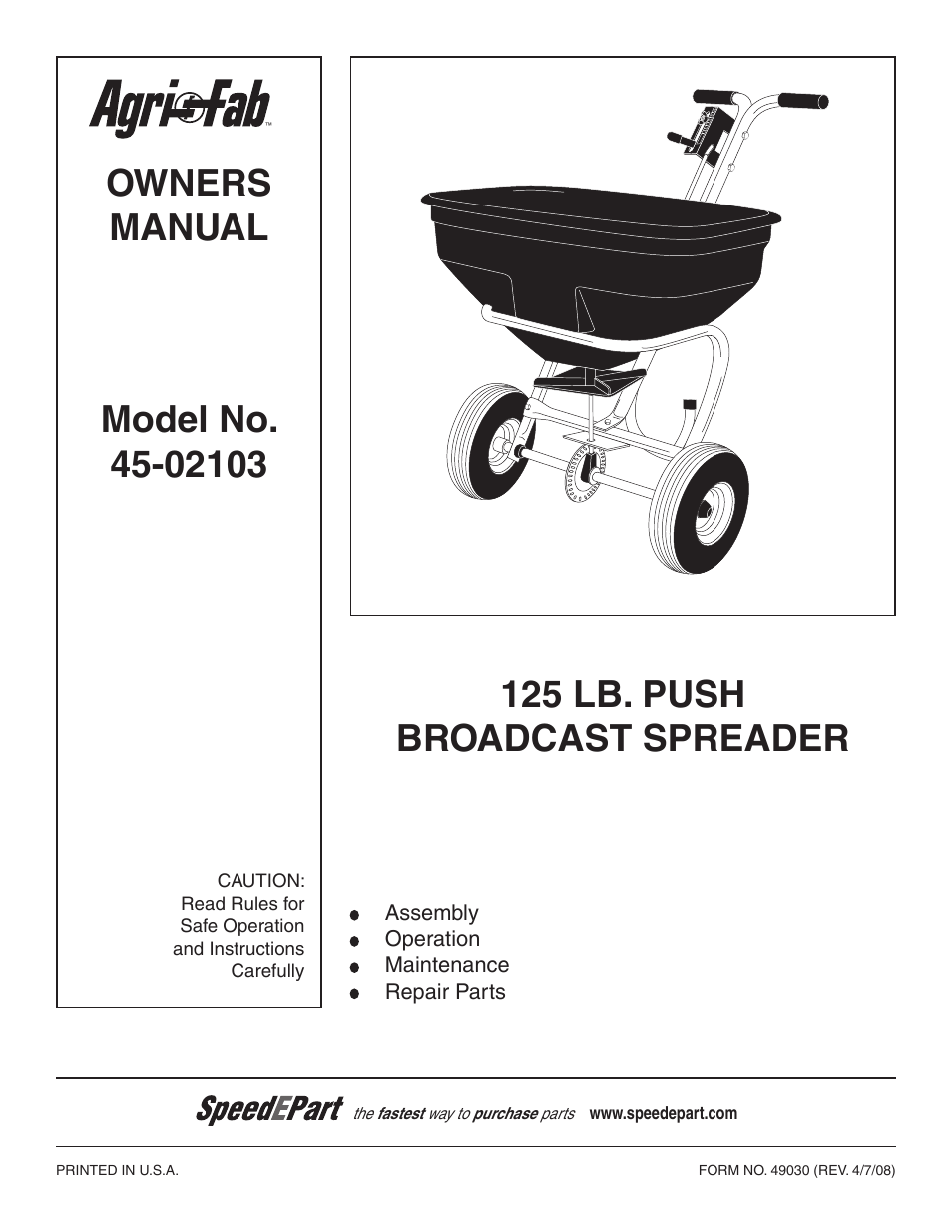 Agri-Fab 45-02103 User Manual | 12 pages