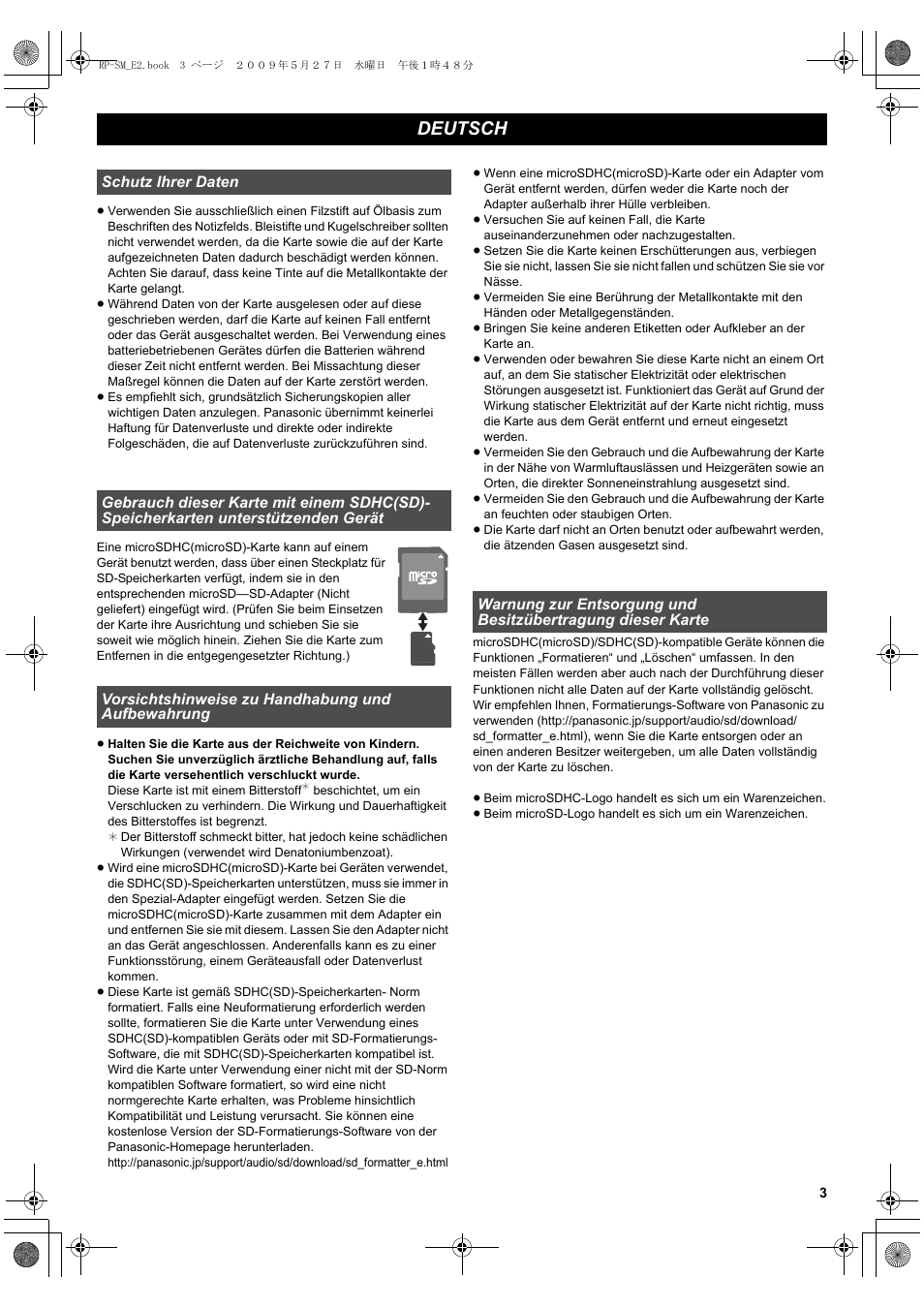 Deutsch | Panasonic RPSM08GCE1K User Manual | Page 3 / 18