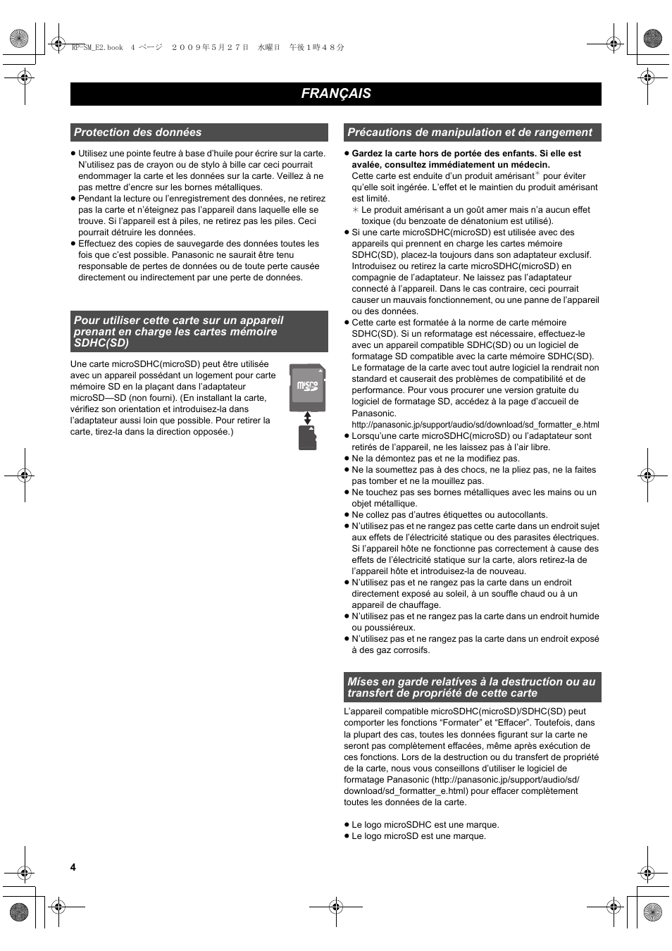 Français | Panasonic RPSM08GCE1K User Manual | Page 4 / 18