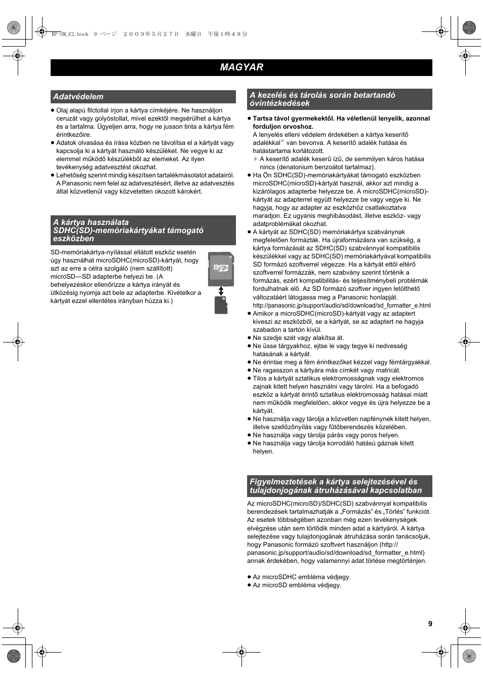 Magyar | Panasonic RPSM08GCE1K User Manual | Page 9 / 18