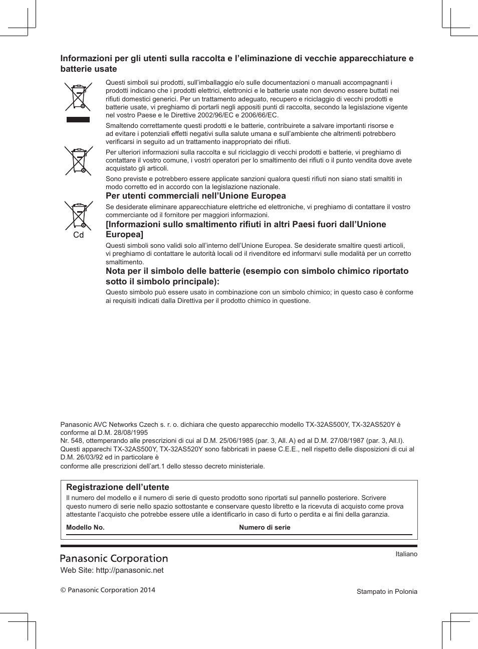 Panasonic TX32AS500Y User Manual | Page 100 / 140