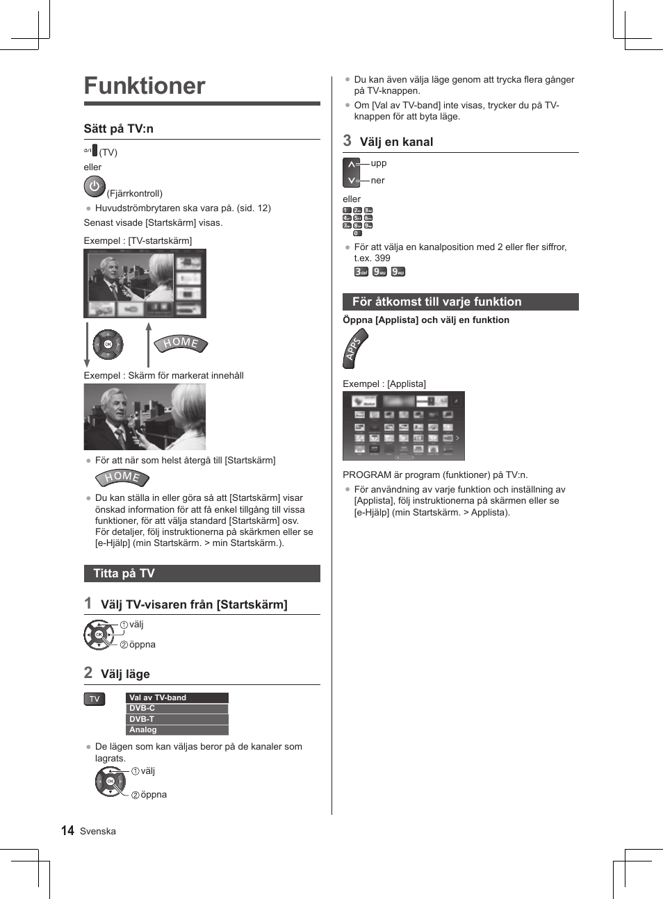 Funktioner | Panasonic TX32AS500Y User Manual | Page 134 / 140