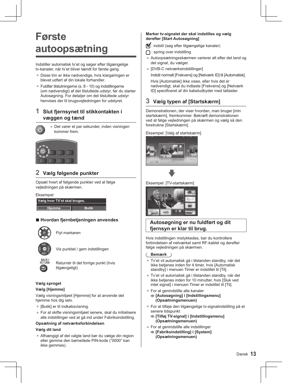 Første autoopsætning | Panasonic TX32AS500Y User Manual | Page 33 / 140